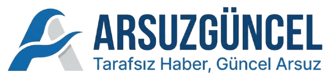 Arsuzgüncel logosu ve “Tarafsız Haber, Güncel Arsuz” sloganı içeren mavi tonlarda haber sitesi logotipi.
